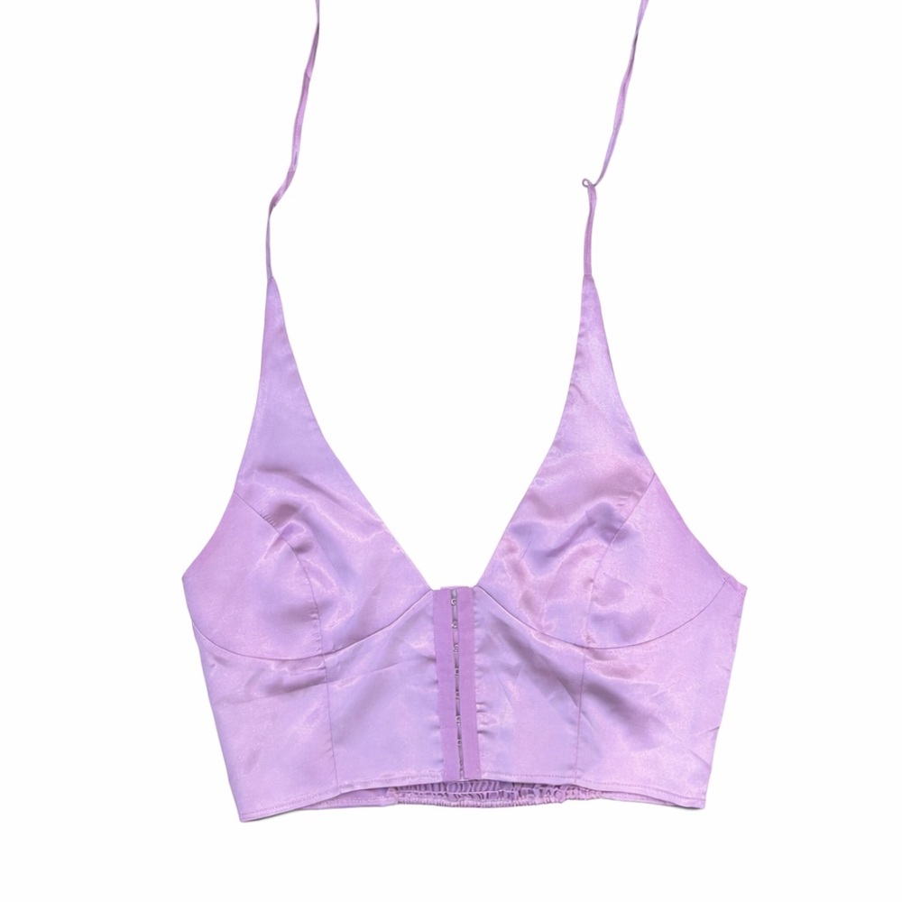 Lavender Satin Crop Top halter